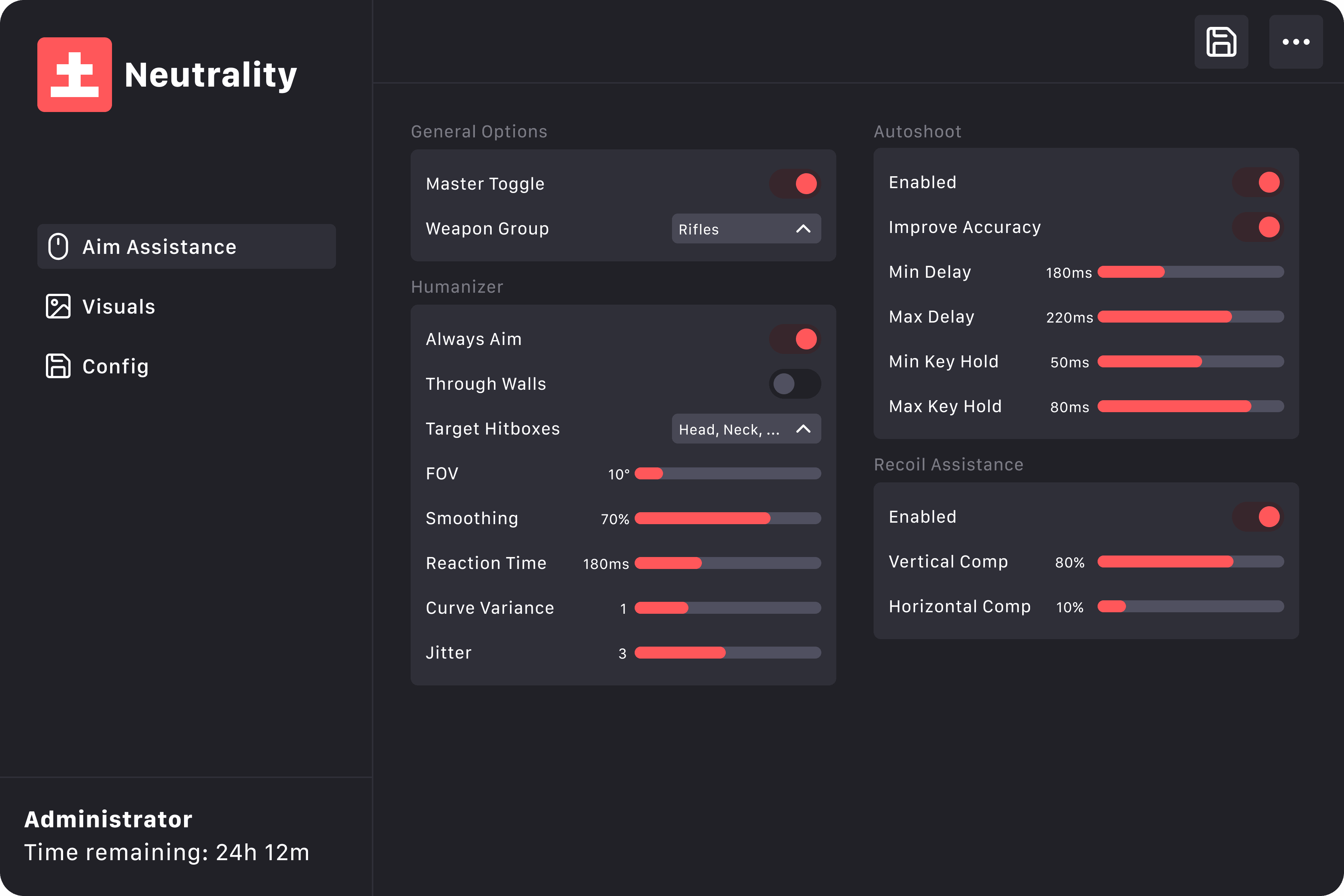 Menu screenshot